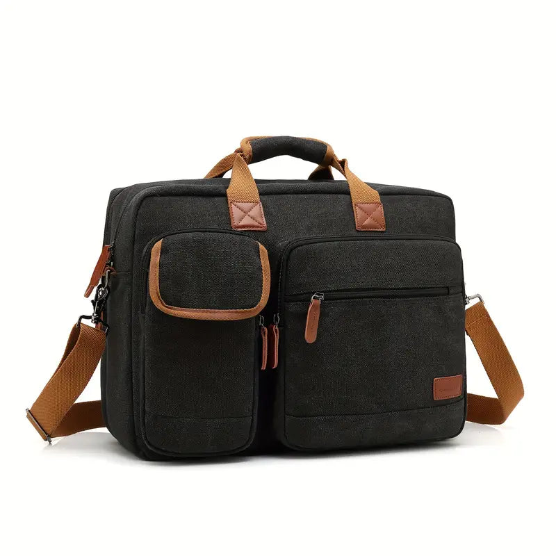 17.3-Inch Nylon Laptop Messenger Backpack - Light Brown