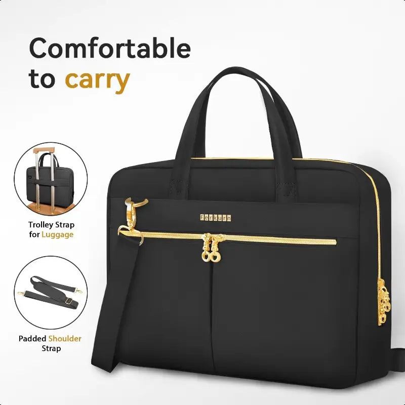 17.3 Inch Laptop Messenger Bag - Black Nylon, Zipper Closure, Durable Shoulder Strap