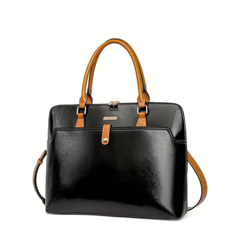 Vintage Slim Briefcase - 15.6 Inch Laptop Compartment, Adjustable Strap, Water-Resistant