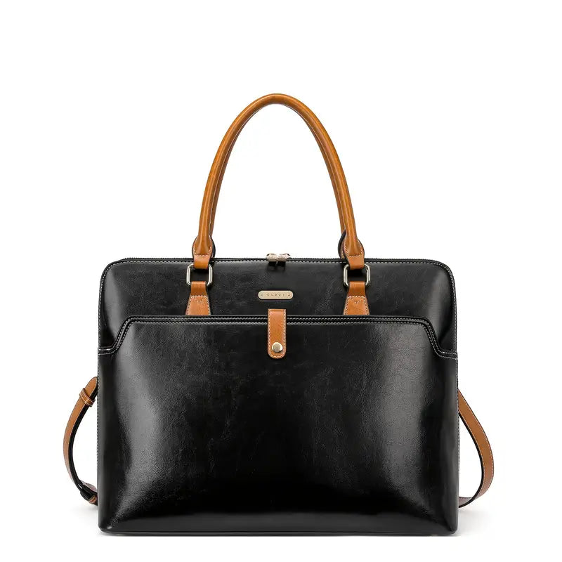 Vintage Slim Briefcase - 15.6 Inch Laptop Compartment, Adjustable Strap, Water-Resistant