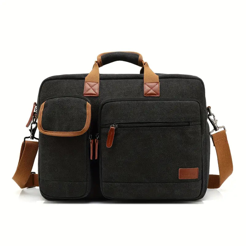 17.3-Inch Nylon Laptop Messenger Backpack - Black