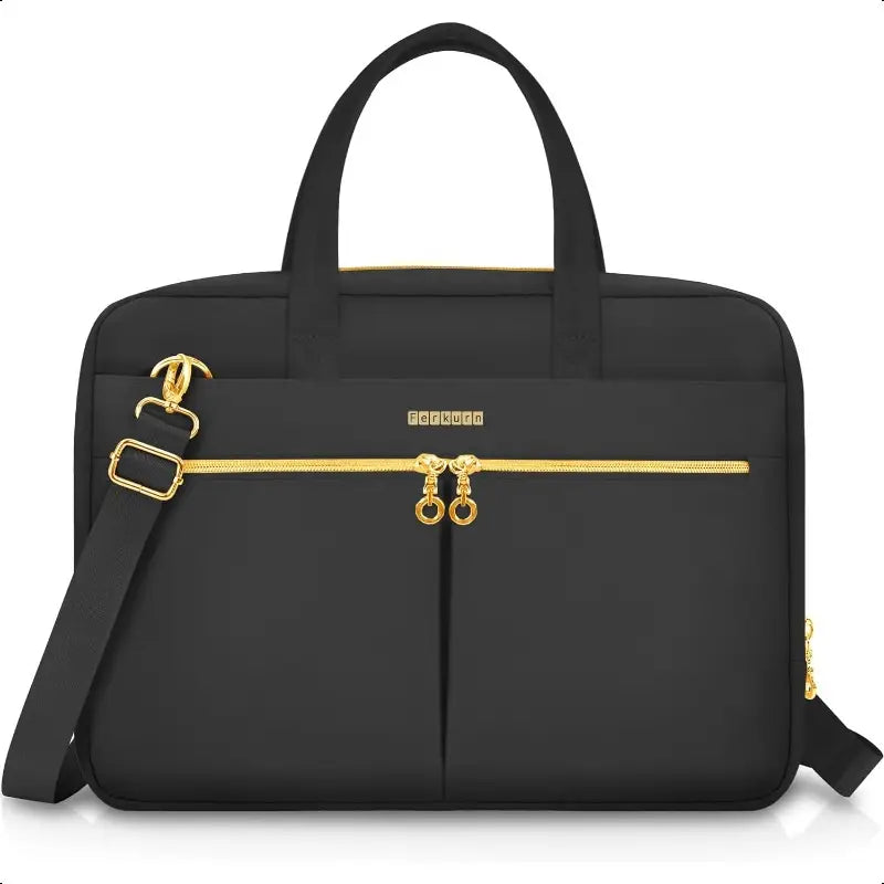 17.3 Inch Laptop Messenger Bag - Black Nylon, Zipper Closure, Durable Shoulder Strap