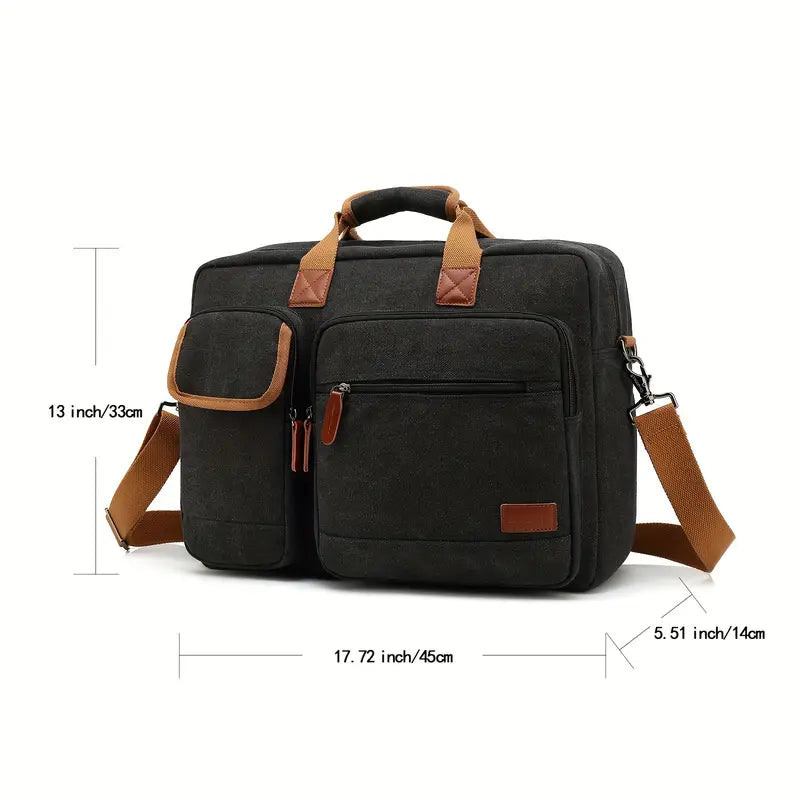 17.3-Inch Nylon Laptop Messenger Backpack - Black